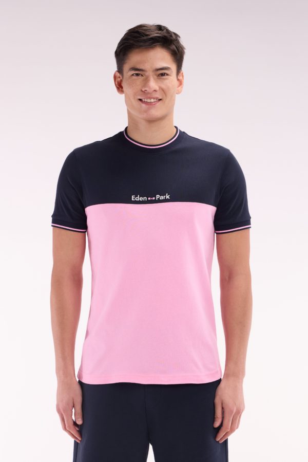 T-shirt Brodé En Coton Bicolore Rose Coupe Droite Eden Park