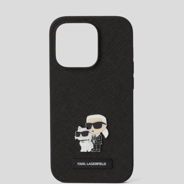 Karl Lagerfeld, Coque Ikon Karl Et Choupette Pour Iphone 16 Pro, Femme, Noir, Taille: L00