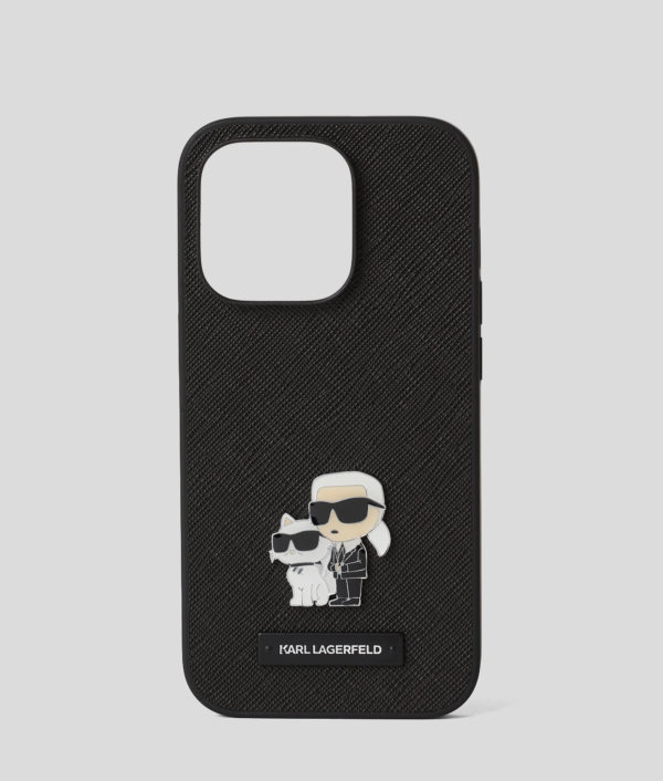 Karl Lagerfeld, Coque Ikon Karl Et Choupette Pour Iphone 16 Pro, Femme, Noir, Taille: L00