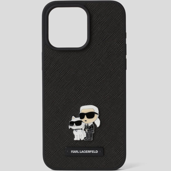 Karl Lagerfeld, Coque Ikon Karl Et Choupette Pour Iphone 16 Pro Max, Femme, Noir, Taille: L00