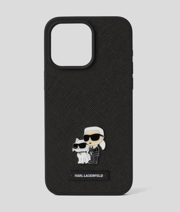 Karl Lagerfeld, Coque Ikon Karl Et Choupette Pour Iphone 16 Pro Max, Femme, Noir, Taille: L00