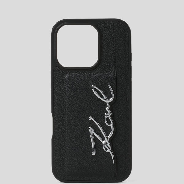 Karl Lagerfeld, Coque Karl Signature Pour Iphone 16 Pro, Femme, Noir, Taille: L00