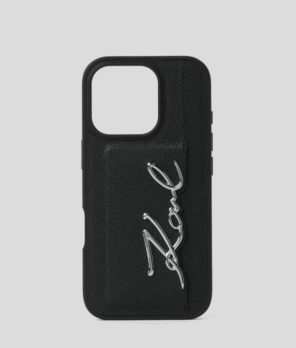 Karl Lagerfeld, Coque Karl Signature Pour Iphone 16 Pro, Femme, Noir, Taille: L00