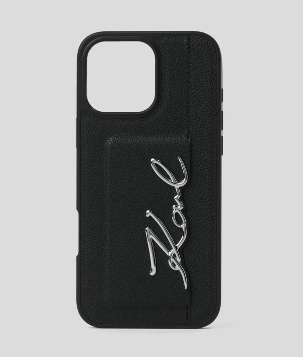 Karl Lagerfeld, Coque Karl Signature Pour Iphone 16 Pro Max, Femme, Noir, Taille: L00