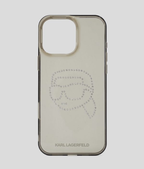 Karl Lagerfeld, Coque À Strass Ikon Pour Iphone 16 Pro Max, Femme, Noir, Taille: L00