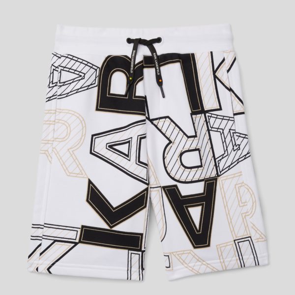 Karl Lagerfeld, Short Avec Logo Karl Pour Garçons, unisex, Blanc/Noir, Taille: L8Y
