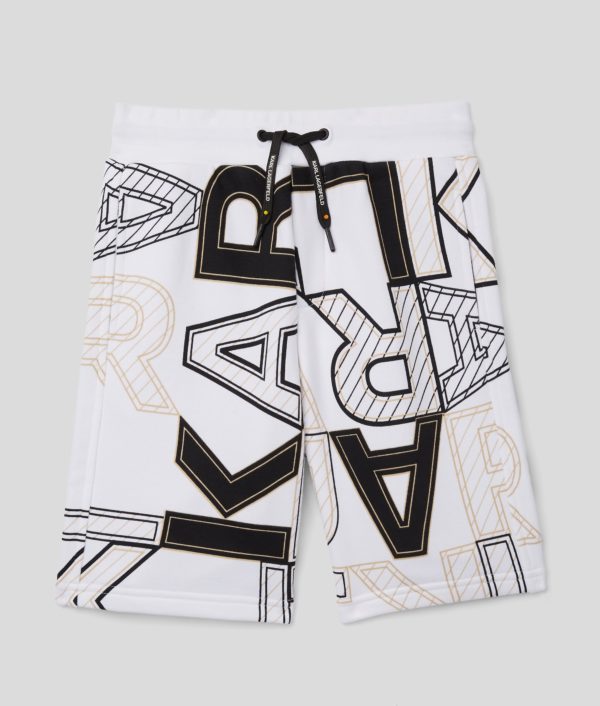 Karl Lagerfeld, Short Avec Logo Karl Pour Garçons, unisex, Blanc/Noir, Taille: L8Y