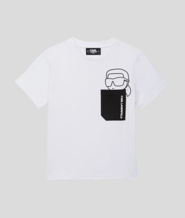 Karl Lagerfeld, T-shirt À Poche Ikon Pour Garçons, unisex, Blanc, Taille: L8Y