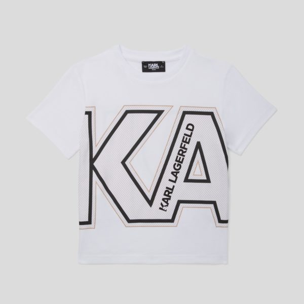 Karl Lagerfeld, T-shirt Avec Grand Logo Karl Pour Garçons, unisex, Blanc, Taille: L8Y