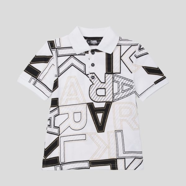 Karl Lagerfeld, Polo À Logo Karl Pour Garçons, unisex, Blanc/Noir, Taille: L8Y