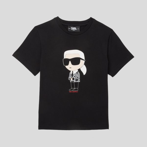 Karl Lagerfeld, T-shirt Ikon Pour Garçons, unisex, Noir, Taille: L8Y