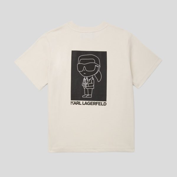 Karl Lagerfeld, T-shirt À Silhouette Ikon Pour Garçons, unisex, Blanc Cassé, Taille: L8Y