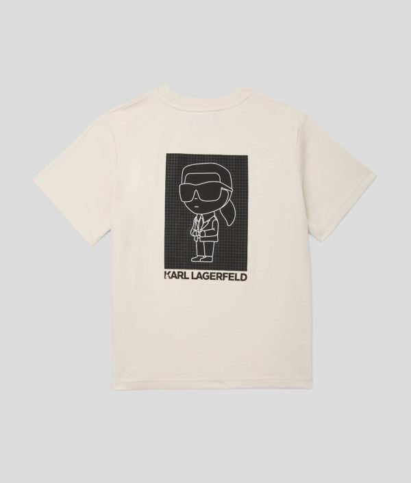Karl Lagerfeld, T-shirt À Silhouette Ikon Pour Garçons, unisex, Blanc Cassé, Taille: L8Y