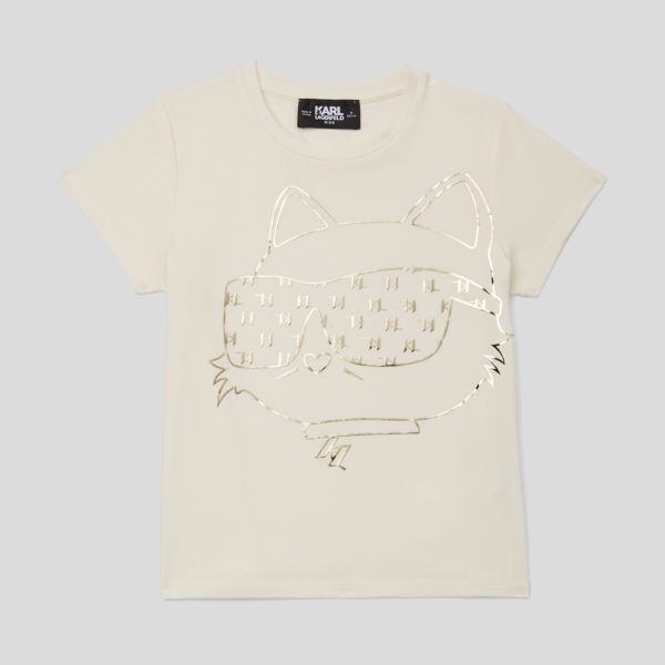 Karl Lagerfeld, T-shirt Ikon Choupette Pour Filles, unisex, Ivoire, Taille: L8Y