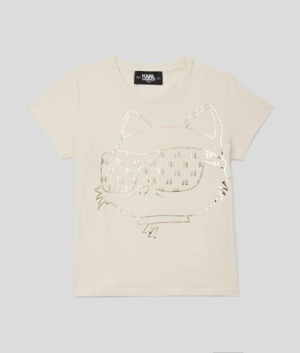 Karl Lagerfeld, T-shirt Ikon Choupette Pour Filles, unisex, Ivoire, Taille: L8Y