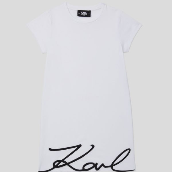 Karl Lagerfeld, Robe T-shirt Karl Signature Pour Filles, unisex, Blanc, Taille: L8Y