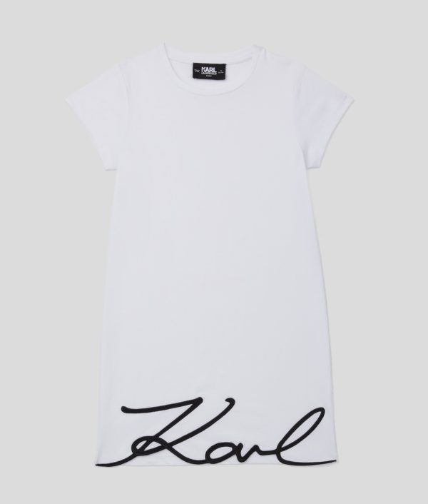 Karl Lagerfeld, Robe T-shirt Karl Signature Pour Filles, unisex, Blanc, Taille: L8Y