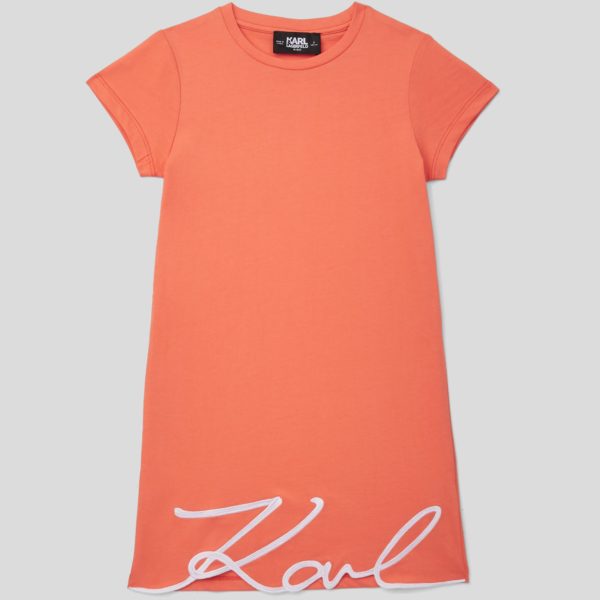 Karl Lagerfeld, Robe T-shirt Karl Signature Pour Filles, unisex, Rouge/Orange, Taille: L8Y