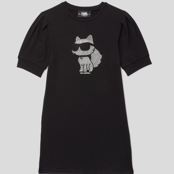 Karl Lagerfeld, Robe T-shirt Ikon Pour Filles, unisex, Noir, Taille: L8Y
