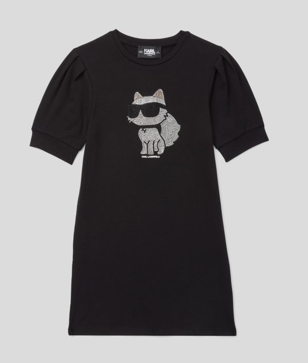 Karl Lagerfeld, Robe T-shirt Ikon Pour Filles, unisex, Noir, Taille: L8Y