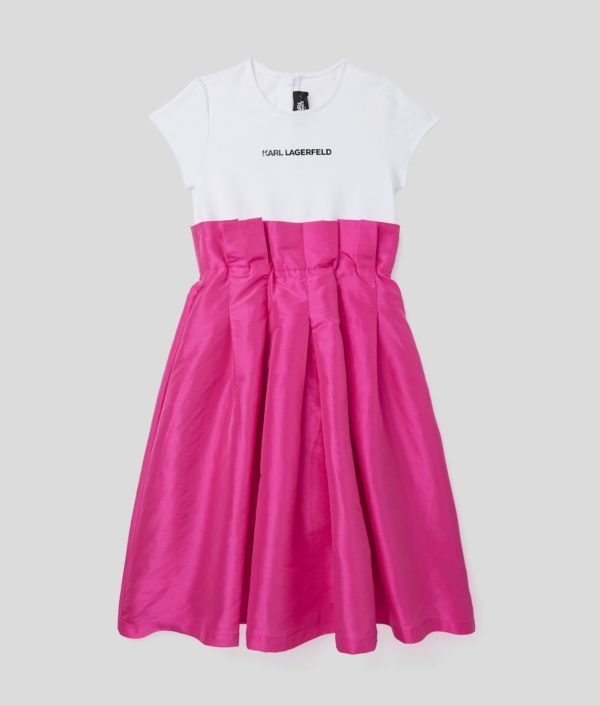 Karl Lagerfeld, Robe De Soirée Unie Pour Filles, unisex, Blanc/Rose, Taille: L8Y