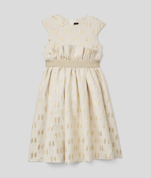 Karl Lagerfeld, Robe De Soirée Kl Monogram Pour Filles, unisex, Blanc/Or, Taille: L8Y