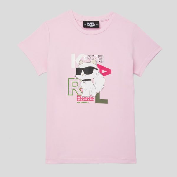 Karl Lagerfeld, T-shirt Ikon Choupette Pour Filles, unisex, Rose/Rouge, Taille: L8Y
