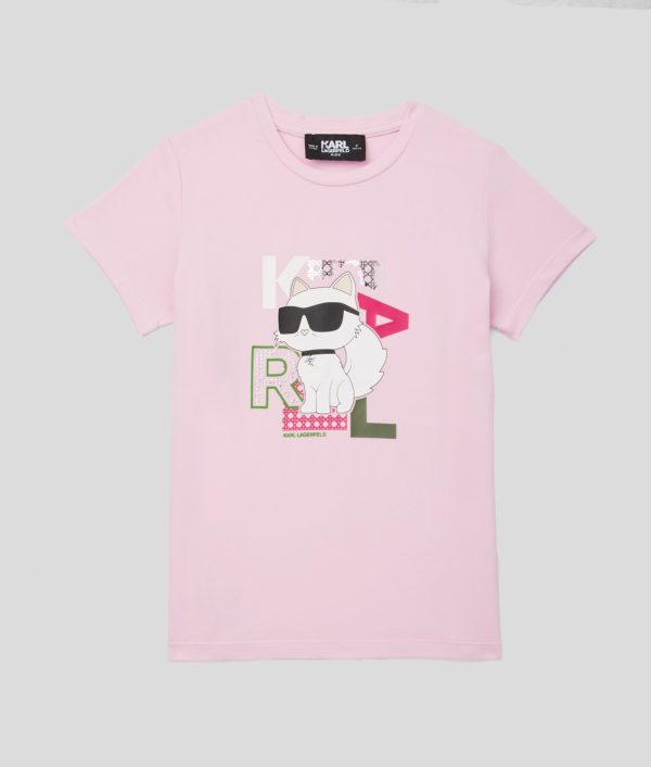 Karl Lagerfeld, T-shirt Ikon Choupette Pour Filles, unisex, Rose/Rouge, Taille: L8Y