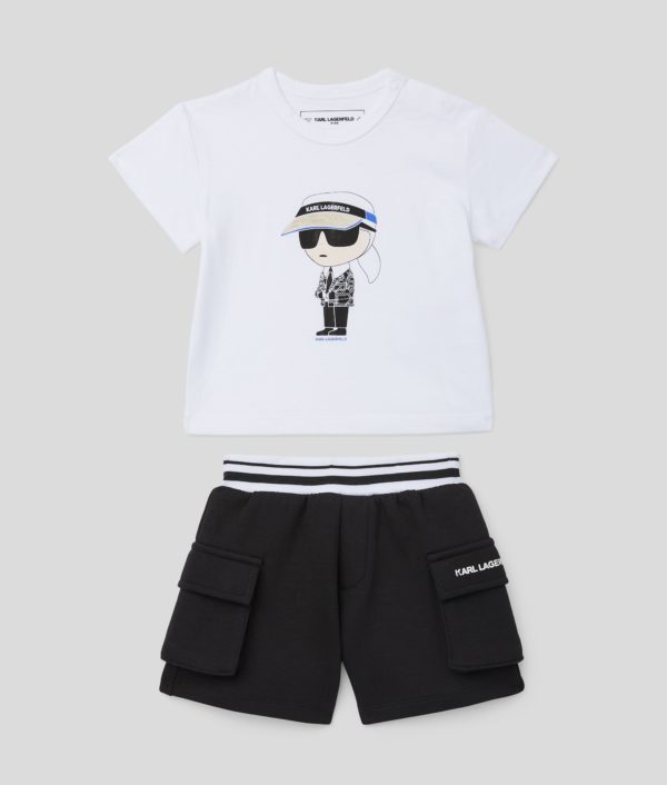 Karl Lagerfeld, Ensemble T-shirt Et Short Ikon Pour Bébés, unisex, Blanc/Noir, Taille: L9M