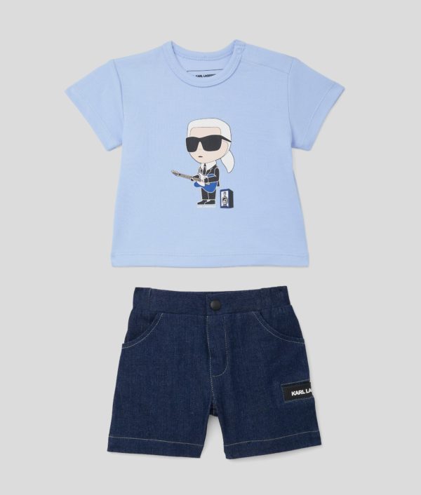 Karl Lagerfeld, Ensemble T-shirt Et Short En Jean Ikon Pour Bébés, unisex, Bleu Clair, Taille: L9M