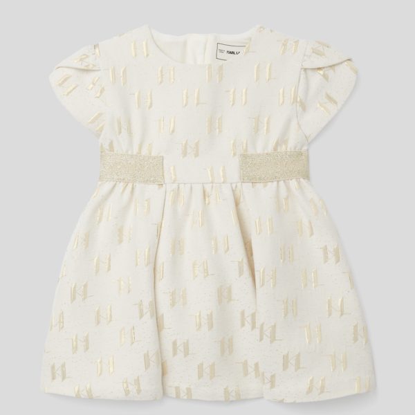 Karl Lagerfeld, Robe Kl Monogram Pour Bébés, unisex, Blanc/Or, Taille: L9M