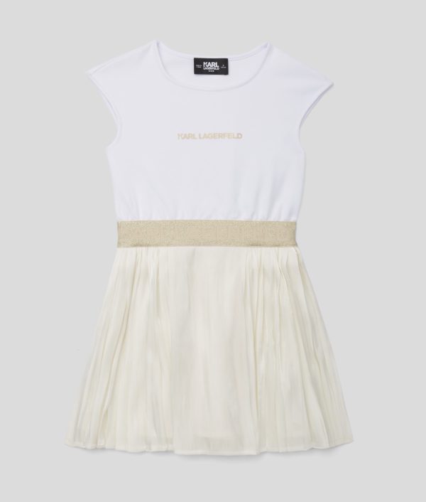 Karl Lagerfeld, Robe De Soirée Plissée Pour Filles, unisex, Blanc Cassé, Taille: L8Y