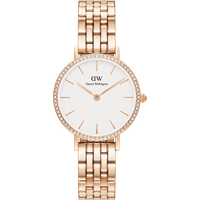 Daniel Wellington DW Montre 28mm Petite Lumine Bezel 5-Link Melrose Rose Gold