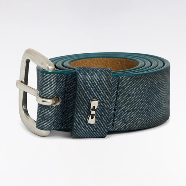 Ceinture En Croûte De Cuir Gris Effet Denim Eden Park