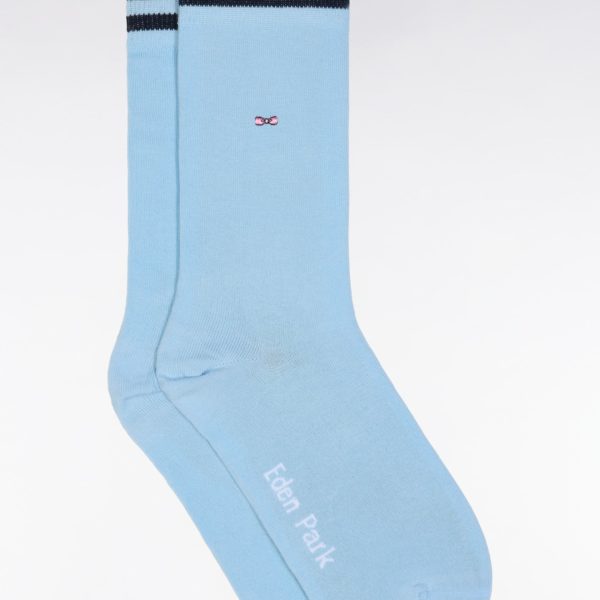 Chaussettes En Coton Stretch Mélangé Bleu Foncé À Bordures Cerclées Eden Park