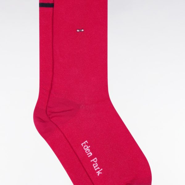 Chaussettes En Coton Stretch Mélangé Rose Fuchsia À Bordures Cerclées Eden Park