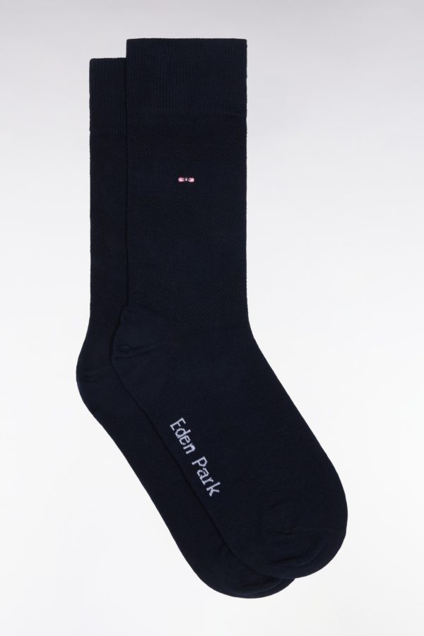 Chaussettes Cerclées En Coton Stretch Mélangé Marine Eden Park