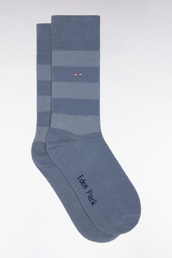 Chaussettes Cerclées En Coton Stretch Mélangé Grises Eden Park