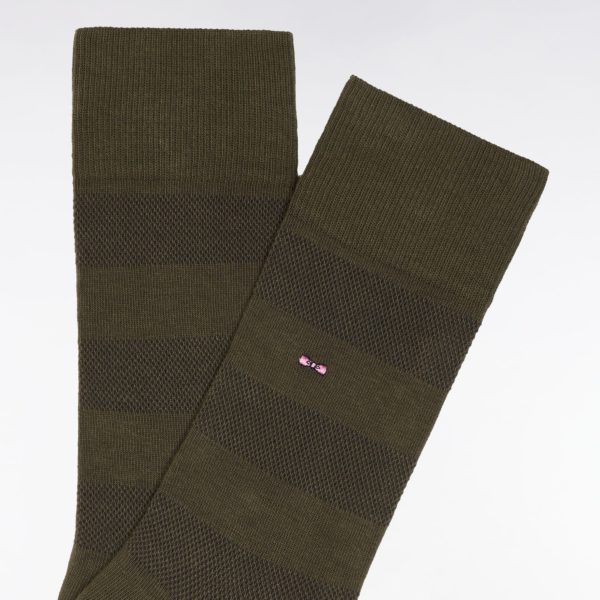 Chaussettes Cerclées En Coton Stretch Mélangé Kaki Eden Park