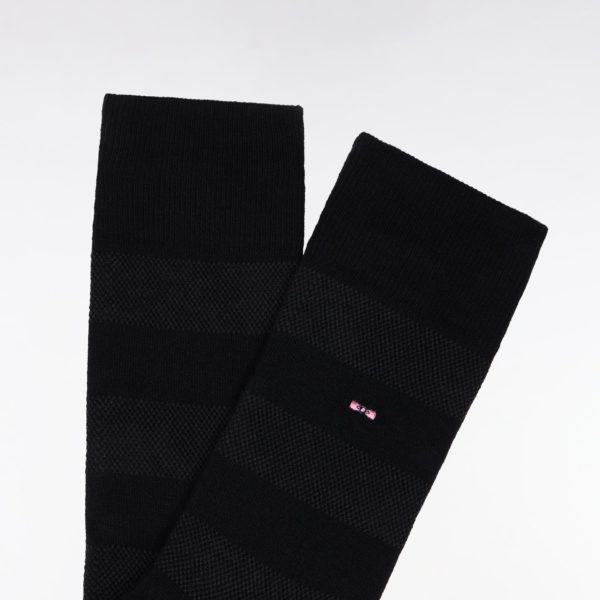 Chaussettes Cerclées En Coton Stretch Mélangé Noires Eden Park