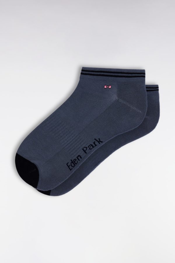 Chaussettes Basses En Coton Stretch Mélangé Grises Eden Park