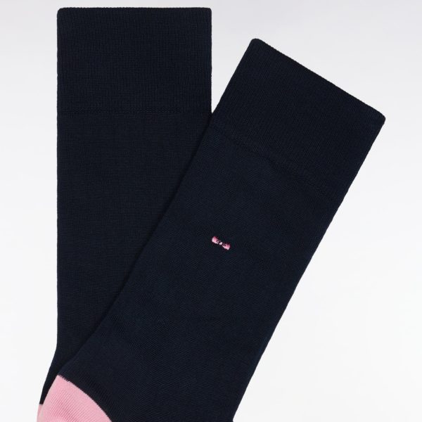 Chaussettes En Coton Mélangé Marine Renforts Roses Eden Park
