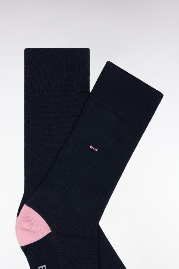 Chaussettes En Coton Mélangé Marine Renforts Roses Eden Park