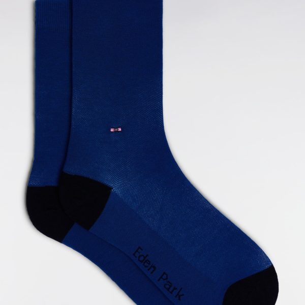 Chaussettes Unies En Coton Stretch Mélangé Bleues Eden Park