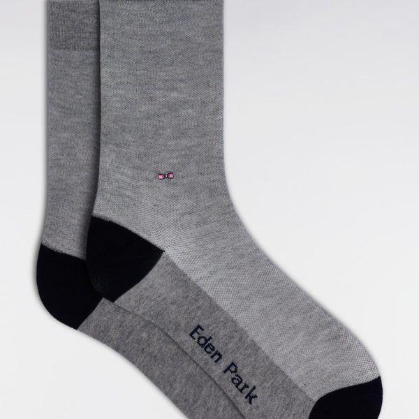 Chaussettes En Coton Stretch Mélangé Grises Eden Park