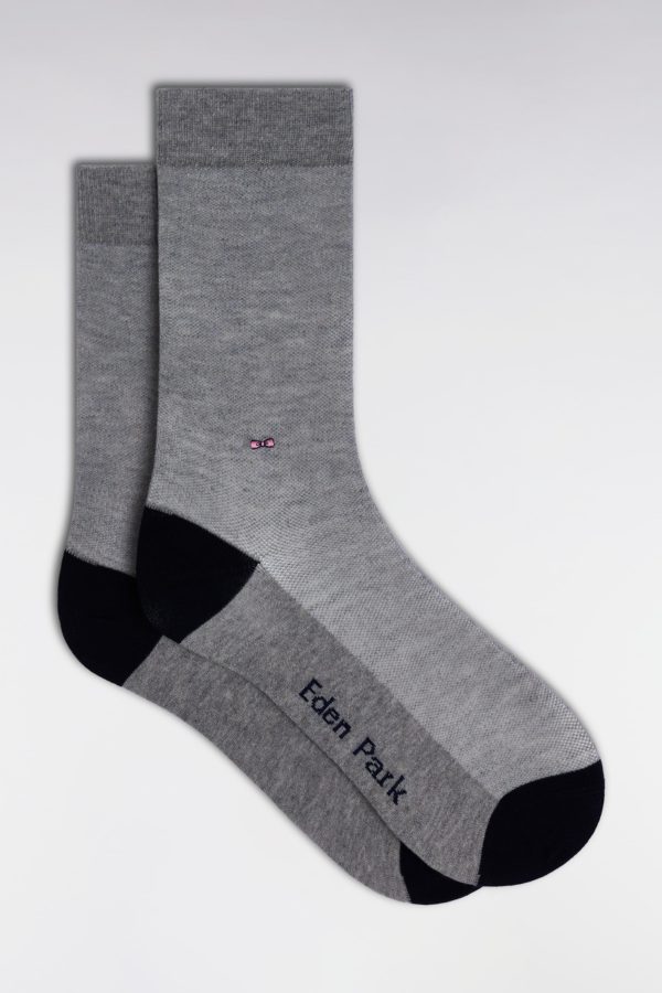 Chaussettes En Coton Stretch Mélangé Grises Eden Park