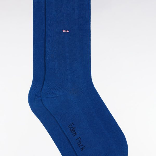 Chaussettes En Coton Stretch Mélangé Rayures Verticales Bleues Eden Park