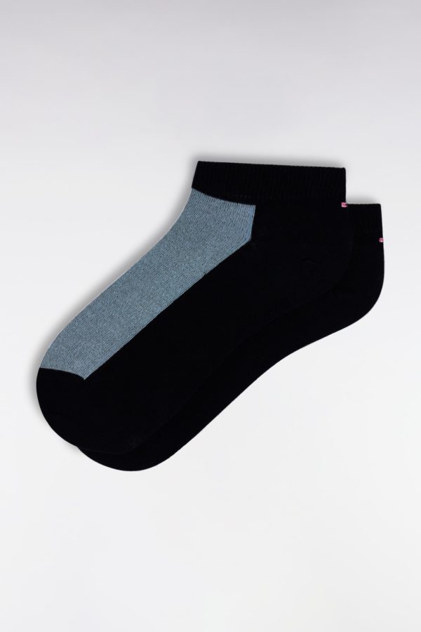 Chaussettes Basses En Coton Stretch Mélangé Bicolores Roses Et Marine Eden Park