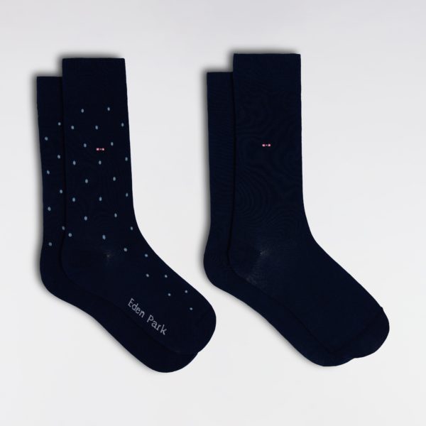 Lot De 2 Paires De Chaussettes Bleues En Coton Stretch Mélangé Eden Park