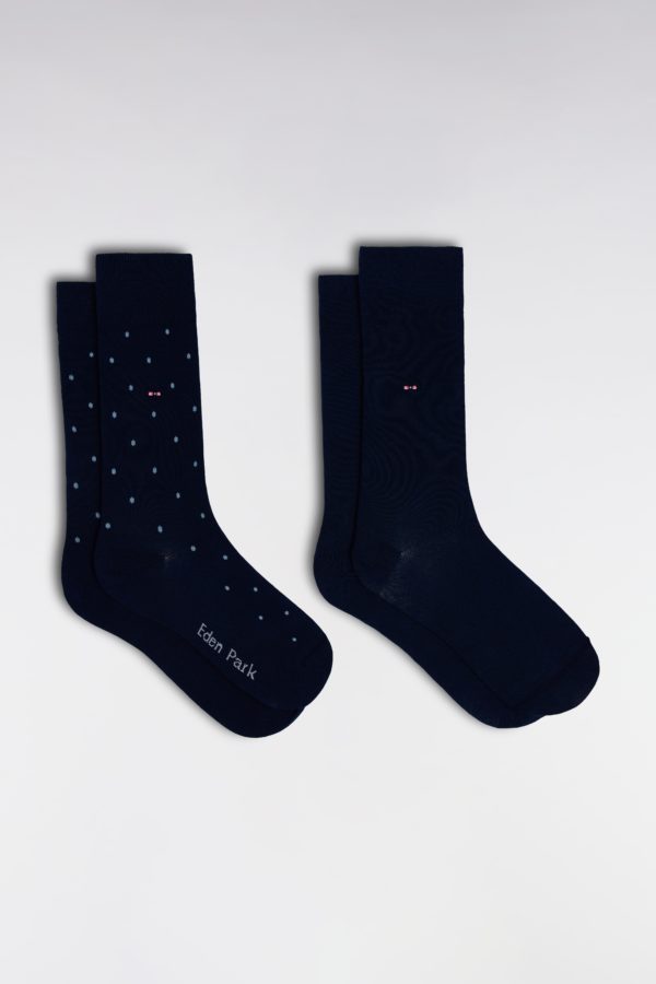 Lot De 2 Paires De Chaussettes Bleues En Coton Stretch Mélangé Eden Park